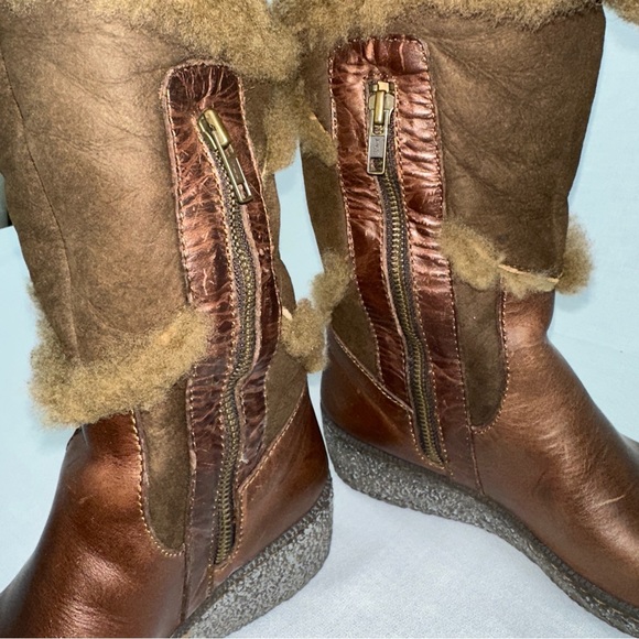 Born Women's Shearling Cognac Brown Suede Leather Mid Calf Boots US7 Luxury Core - Picture 5 of 14